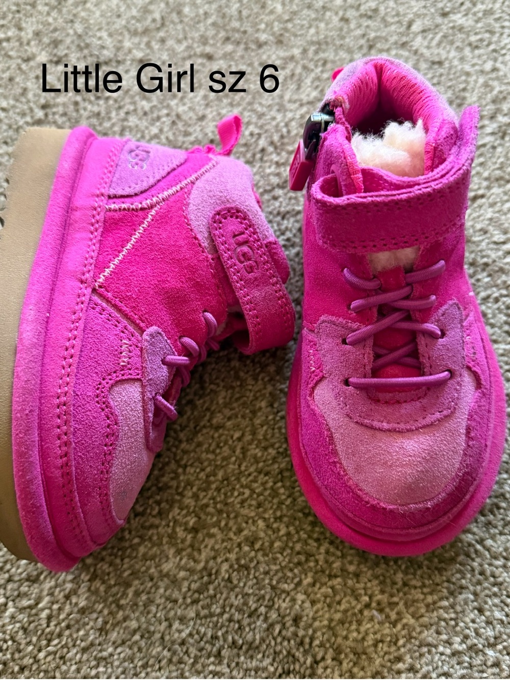 UGG Little Girl Hot Pink Suede Ankle Boots